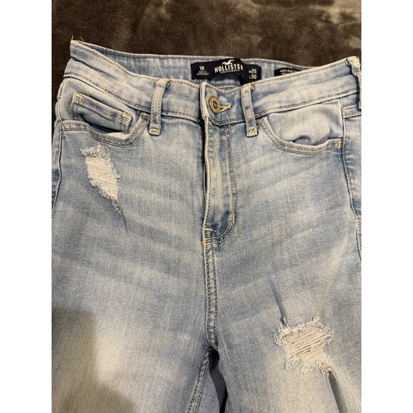 Hollister Jeans Womens 1R W25 L30 Light Wash High Rise Super Skinny Distressed - Picture 7 of 14